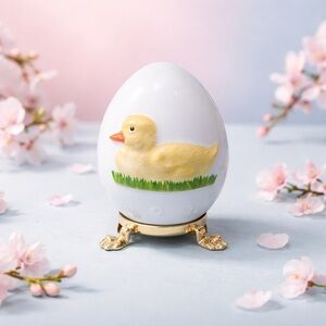 VTG Goebel W Germany First Edition Footed Porcelain Egg Baby Chick Easter 1978